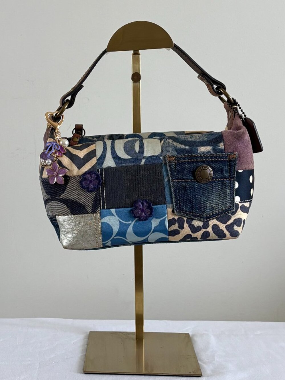 Rare Coach Signature Denim Patchwork Hobo Bag